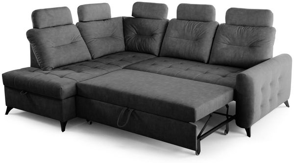 Ecksofa Schlafsofa Sofa WENDIE Stoff Hold Me Dunkelgrau Ottomane Links Bild 3