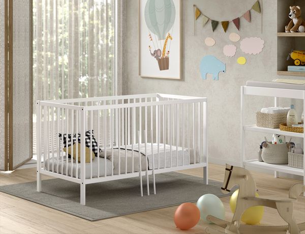 Baby-/Juniorbett Dino 75.5 x 144 x 84.4 cm Buche Weiß