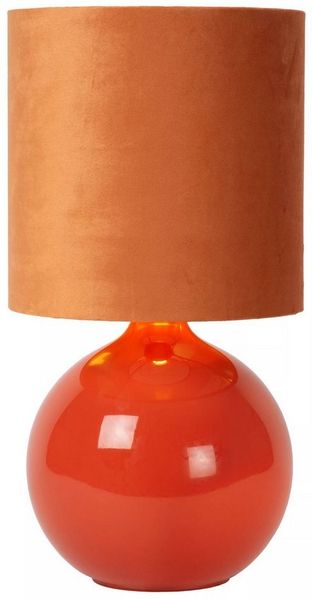 Licht-Erlebnisse Nachttischlampe SAYO, ohne Leuchtmittel, Stoff Glas E14 D: 24 cm 47 cm hoch Orange rund Modern