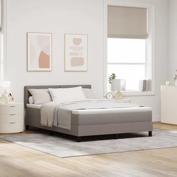 vidaXL Boxspringbett mit Kopfteil Taupe 140 x 190 cm Stoff 3338689