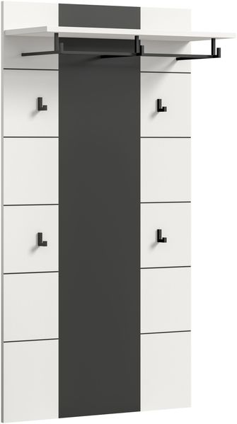 xonox. home - Paneel Canu 80 x 145 x 29 cm in Basalt grau und weiß Nb. - Wandpaneel Wandboard Wandgarderobe Garderobenwand Garderobenpaneel Flurpaneel - modern & stilvoll