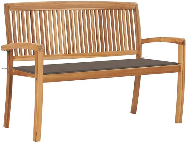 vidaXL Stapelbare Gartenbank mit Auflage 128,5 cm Massivholz Teak 3063287