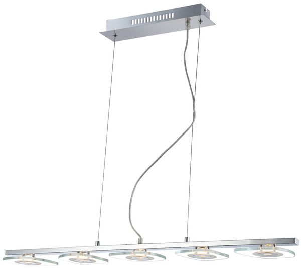 LED Hängeleuchte, Chrom, Glas satiniert, L 90 cm