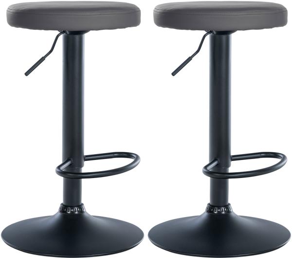 CLP 2er Set Barhocker Ponte Kunstleder höhenverstellbar und drehbar,grau Metall matt schwarz