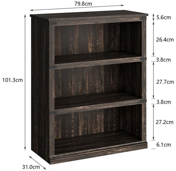 GarveeMore Bücherregal Vintage-Bücherregal aus Holz Ablageregal Standregal Mehrzweckregal, Regal Stauraumregal für Wohnzimmer, Büro oder Schlafzimmer(3/5-Regal)