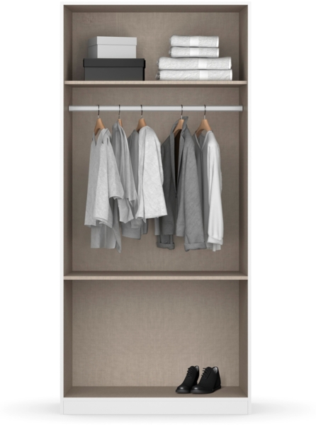 rauch Kleiderschrank, Drehtürenschrank COSTA, 2-türig, 2 Spiegeltüren, 2 Schubkästen, Grau metallic, 91 x 197 x 54 cm Bild 6