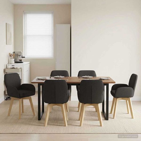 vidaXL Drehstuhl Esszimmer 6 pcs Bouclé Schwarz 54 x 58 x 87 cm 3428293