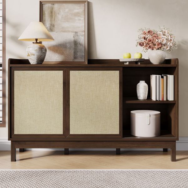 Sideboard Naturfarbe mit Schiebetüren 150×39,5×80 cm aus Spanplatte