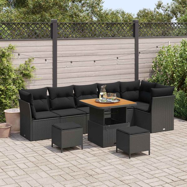 vidaXL Gartensofa-set 9 pcs Schwarz Poly-Rattan 3361499