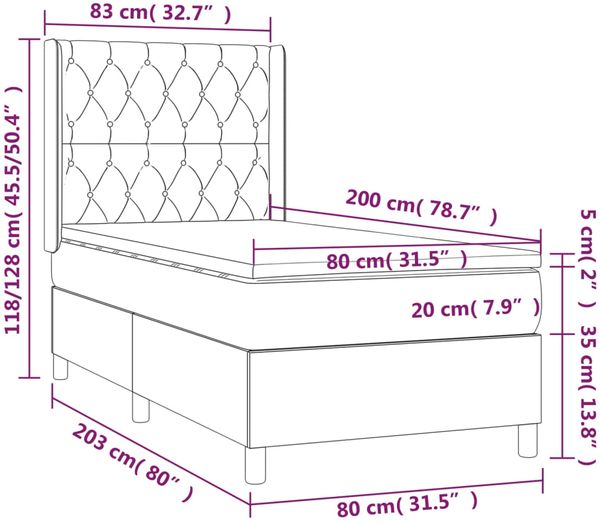 vidaXL Boxspringbett mit Matratze & LED Dunkelgrün 80x200 cm Samt 3139712 Bild 8
