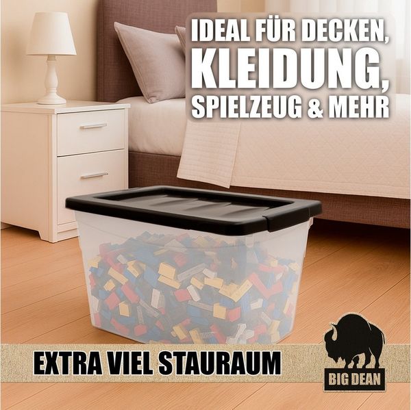 BigDean Aufbewahrungsbox 4x 16 L Aufbewahrungsbox mit Deckel Budget Line Plastikbox mit Deckel (4 St)