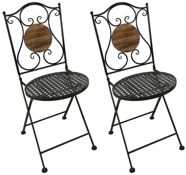HTI-Living Gartenstuhl Gartenstuhl 2er-Set Metall Schwarz Holzoptik (Set, 2 St)