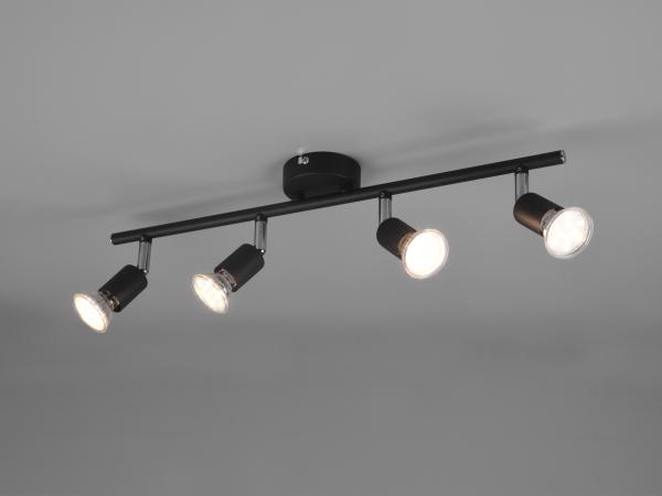 LED Deckenstrahler 4 flammig Metall Schwarz, 50cm breit