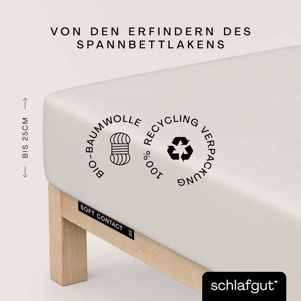Schlafgut Spannbettlaken Soft Contact, Feinbiber, Gummizug: rundum, (1 Stück), 100% Bio Baumwolle