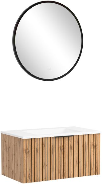 Waschtisch-Set >Nizza< (2-tlg.) in Wotaneiche, schwarz - 80x200x47cm (BxHxT)