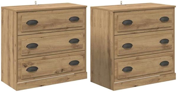 2 Stk. Sideboards, Kommoden Artisan-Eiche 70 x 35,5 x 67,5 cm