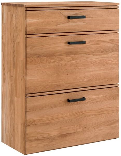 Lomadox Schuhschrank LEUNA-64 Wildeiche massiv geölt, 1 Schubkasten, 2 Klappen