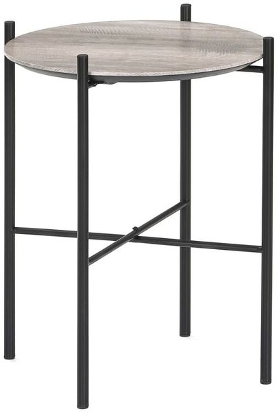 Moderner Beistelltisch META Eichen-Optik Couchtisch schwarzes Metallgestell