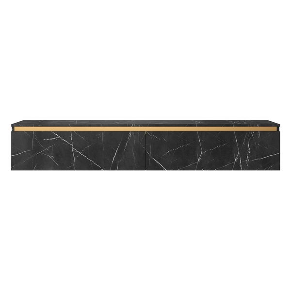 Selsey SENEY TV Lowboard schwarzer Marmor + goldener Einsatz 175 cm