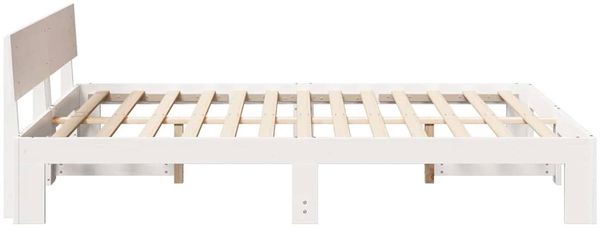 vidaXL Bettrahmen mit Kopfteil Weiß 140 x 200 cm Massives Kiefernholz 872651 Bild 6