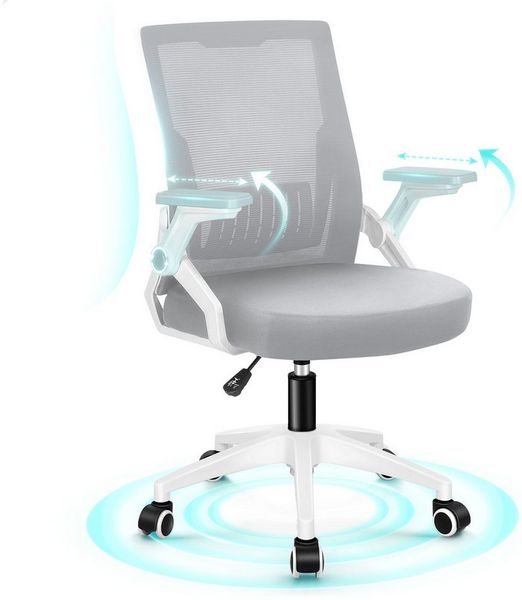 ALFORDSON Bürostuhl komfortable Lendenwirbelstütze, ergonomisch, (1 St), mit Rollen, klappbare Armlehnen