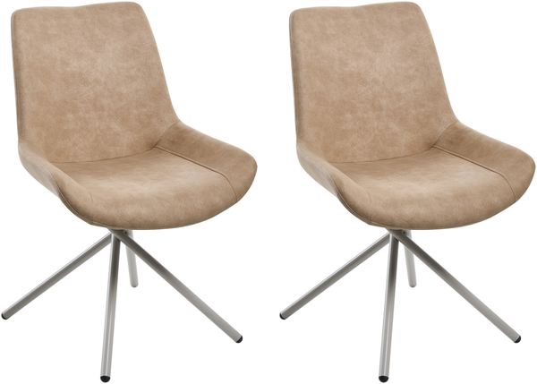 Esszimmerstuhl 2er Set HAILEY Kunstwildleder Beige
