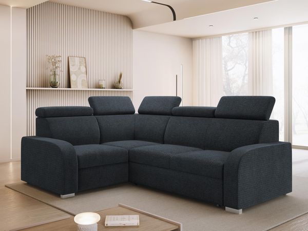 Ecksofa Apollo 2rR1 80 mit Schlaffunktion, L-Form, Einstellbare Kopfstützen (Farbe: Crown 15)