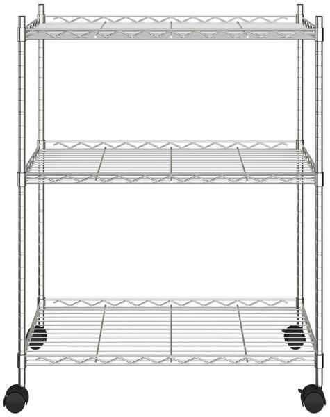 vidaXL Lagerregal mit 3 Böden und Rollen 60x35x81 cm Verchromt 150 kg 324625 Bild 3