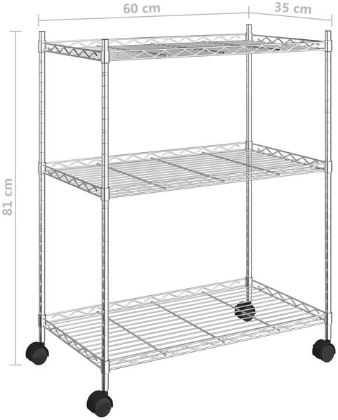 vidaXL Lagerregal mit 3 Böden und Rollen 60x35x81 cm Verchromt 150 kg 324625 Bild 7