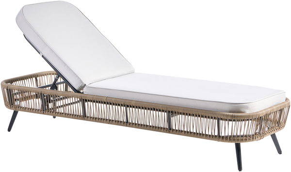Sonnenliege mit Kissen ZERI Polyrattan Hellbeige