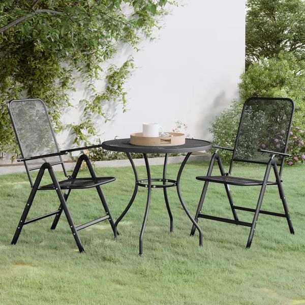 vidaXL 3-tlg. Garten-Essgruppe Streckmetall Anthrazit 3084713