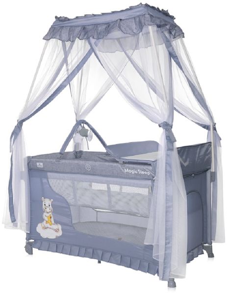 Lorelli Reisebett Magic Sleep 2 Ebenen Baldachin Mobile Wickelauflage faltbar grau