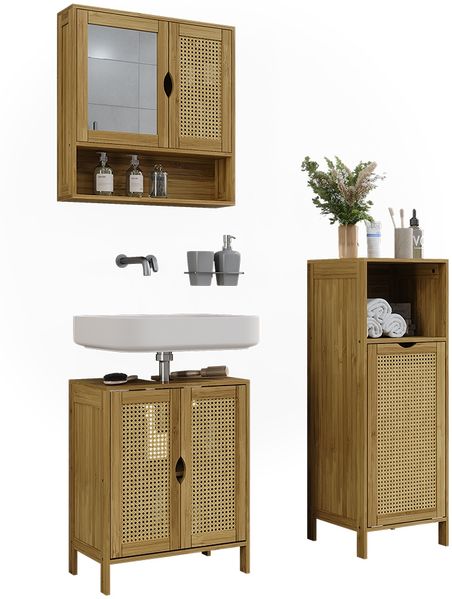 Badmöbel-Set Liora Bambus 3 Teile Vicco Bild 5