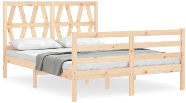vidaXL Massivholzbett mit Kopfteil 140x190 cm 3194356