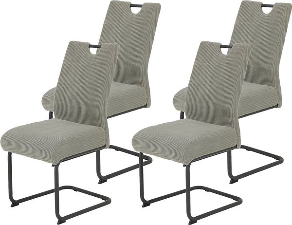 Apollo MERKUR Esszimmerstuhl, Metall, Grau, 4er Set