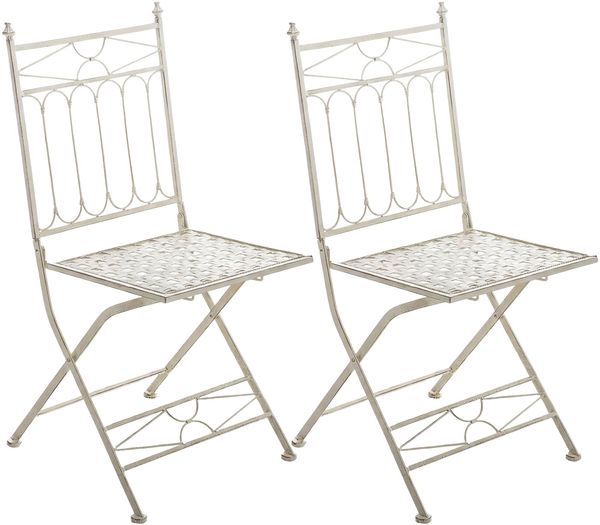 CLP 2er Set Klappstühle Asina platzsparende Gartenstühle für den Außenbereich,antik-creme
