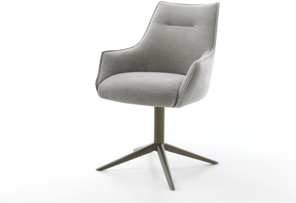 Drehstuhl Alja-Flex mit Armlehnen Strukturstoff Soft Grau Fußkreuz Effektfinish Titan 360° drehbar Wippfunktion Taschenfederkern