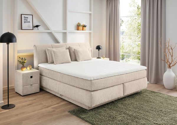 Jockenhöfer Gruppe Boxspringbett "Carla", wahlweise mit oder ohne Bettkasten, inkl. 4 Kissen, erhältlich in den Breiten 160 & 180cm
