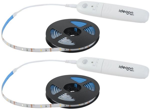 shop'n smile ideoon LED-Streifen 3m LED Streifen 3m Warmweiß mit Bewegungsmelder Batterie Nachtlicht, Erfassungswinkel 120°, 90 LEDs & Batteriebetrieb, Selbstklebend