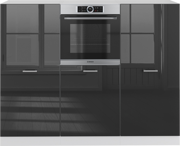 Küchenblock R-Line Anthrazit Hochglanz/Weiß 180 cm ohne Arbeitsplatte Vicco