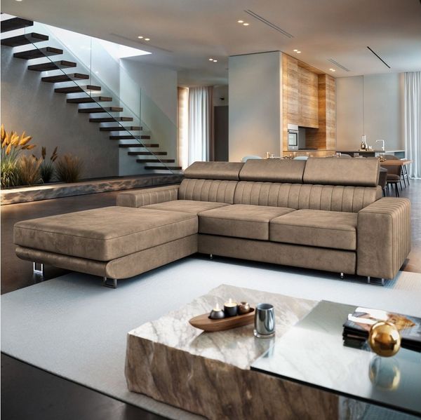 Masseno Ecksofa NOTO mit Schlaffunktion L-Form, Sofa mit Bettkasten