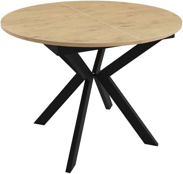 Esstisch Lagrik 100 mit Einlegeplatte, Beine aus Stahl (Farbe: Schwarz / Eiche Lancelot) Bild 3