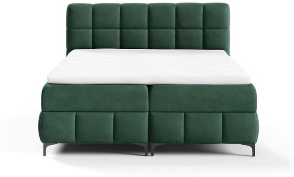 Boxspringbett Schlafzimmerbett SOPHIE 100x200cm Stoff Salvador Flaschengrün Bild 2