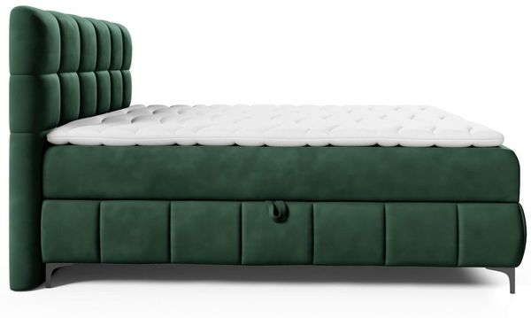Boxspringbett Schlafzimmerbett SOPHIE 100x200cm Stoff Salvador Flaschengrün Bild 3