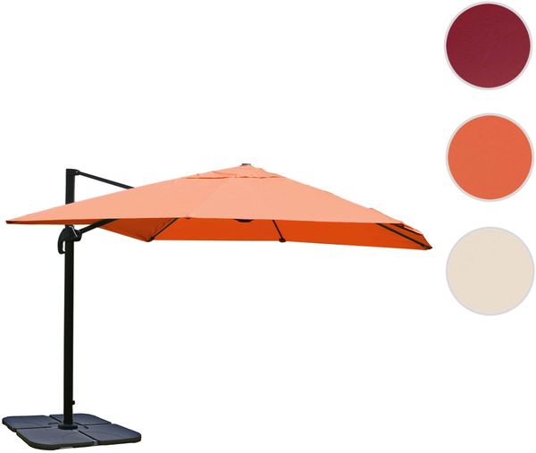 Gastronomie-Ampelschirm HWC-A96, Sonnenschirm 3x3m (Ø4,24m) Polyester Alu/Stahl 23kg ~ terracotta mit Ständer Bild 9