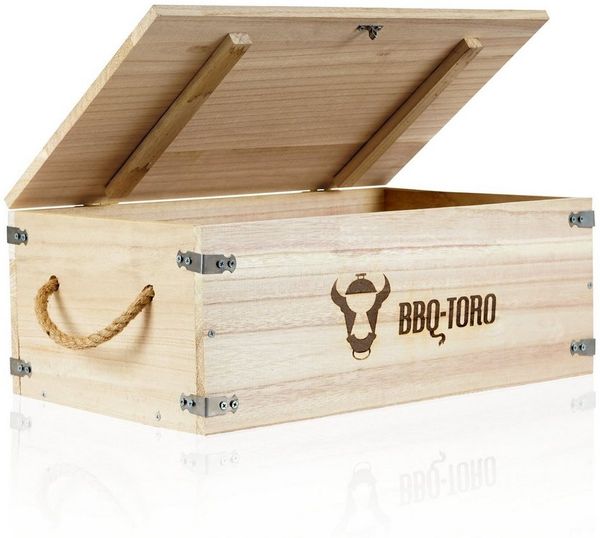 BBQ-Toro Holzkiste Rustikale Holzkiste für Dutch Oven und Grillzubehör, Aufbewahrung