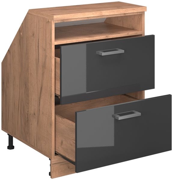 Küchenschrank für Dachschrägen R-Line Anthrazit Hochglanz 60 cm mit 2 Schubladen, Schrankkorpus 60 cm Tiefe Vicco Bild 3