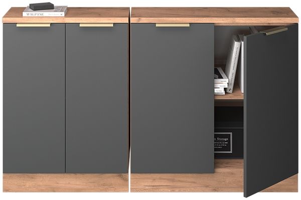 Küchenschrank für Dachschrägen R-Line Anthrazit-Gold 140 cm 2er Set Schrankkorpuss 60 cm Tiefe Vicco Bild 5