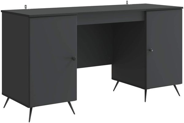 vidaXL Schreibtisch mit Regal Schwarz 142,5 x 50 x 75 cm Holzwerkstoff 3414631