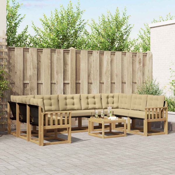 vidaXL Outdoor-Sofagarnitur mit Kissen 10 pcs Weiß und Beige 3389883